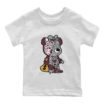 AJ5 Burgundy shirt to match jordans Stitched Hustle Bear sneaker tees Air Jordan 5 Burgundy SNRT Sneaker Release Tees Baby Toddler White 2 T-Shirt