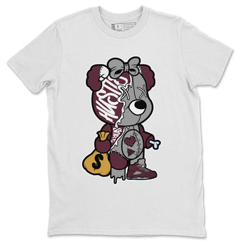 AJ5 Burgundy shirt to match jordans Stitched Hustle Bear sneaker tees Air Jordan 5 Burgundy SNRT Sneaker Release Tees Unisex White 2 T-Shirt