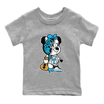 AJ9 Powder Blue shirt to match jordans Stitched Hustle Bear sneaker tees Air Jordan 9 Powder Blue SNRT sneaker release tees baby toddler Heather Grey 2 cotton Shirt