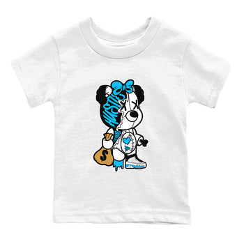 AJ9 Powder Blue shirt to match jordans Stitched Hustle Bear sneaker tees Air Jordan 9 Powder Blue SNRT sneaker release tees baby toddler White 2 cotton Shirt