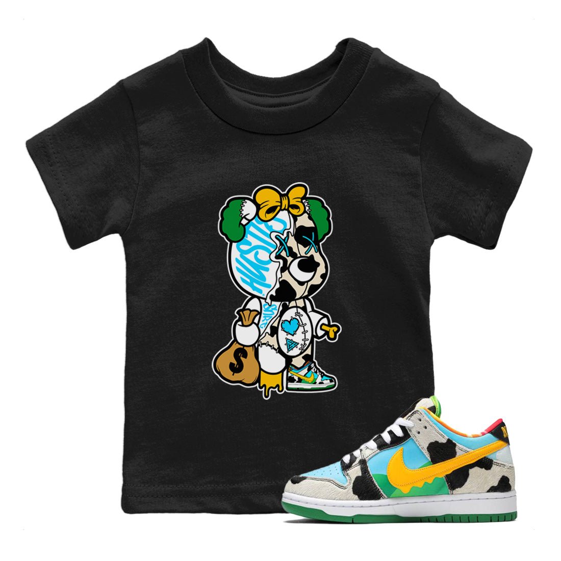 Dunk Chunky Dunky Tee Stitched Hustle Bear Sneaker Tees Dunk Chunky Dunky Sneaker Release Tees Kids Shirts Black 1