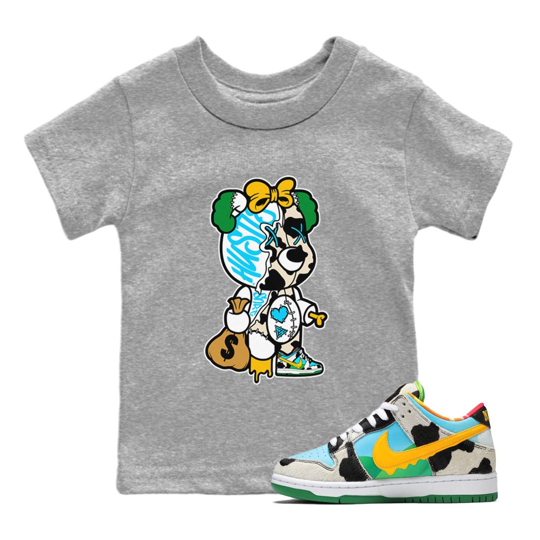 Dunk Chunky Dunky Tee Stitched Hustle Bear Sneaker Tees Dunk Chunky Dunky Sneaker Release Tees Kids Shirts Heather Grey 1