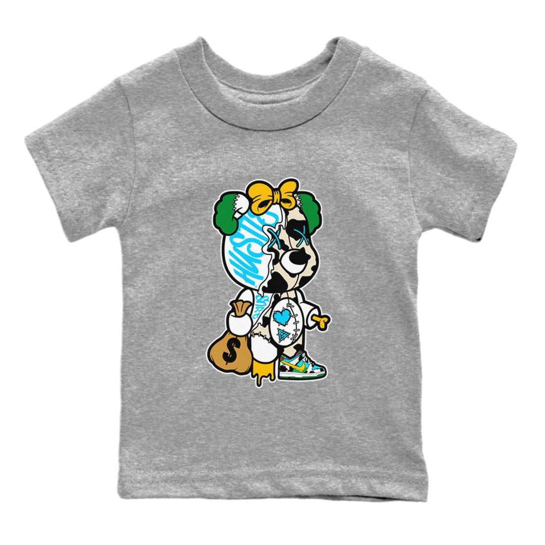 Dunk Chunky Dunky Tee Stitched Hustle Bear Sneaker Tees Dunk Chunky Dunky Sneaker Release Tees Kids Shirts Heather Grey 2