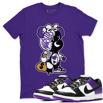 Stitched Hustle Bear unique Halloween sneaker tee to Court Purple Dunks street fashion brand for shirts to match Jordans SNRT Sneaker Tees Dunk Low Court Purple unisex t-shirt Purple 1 unisex shirt