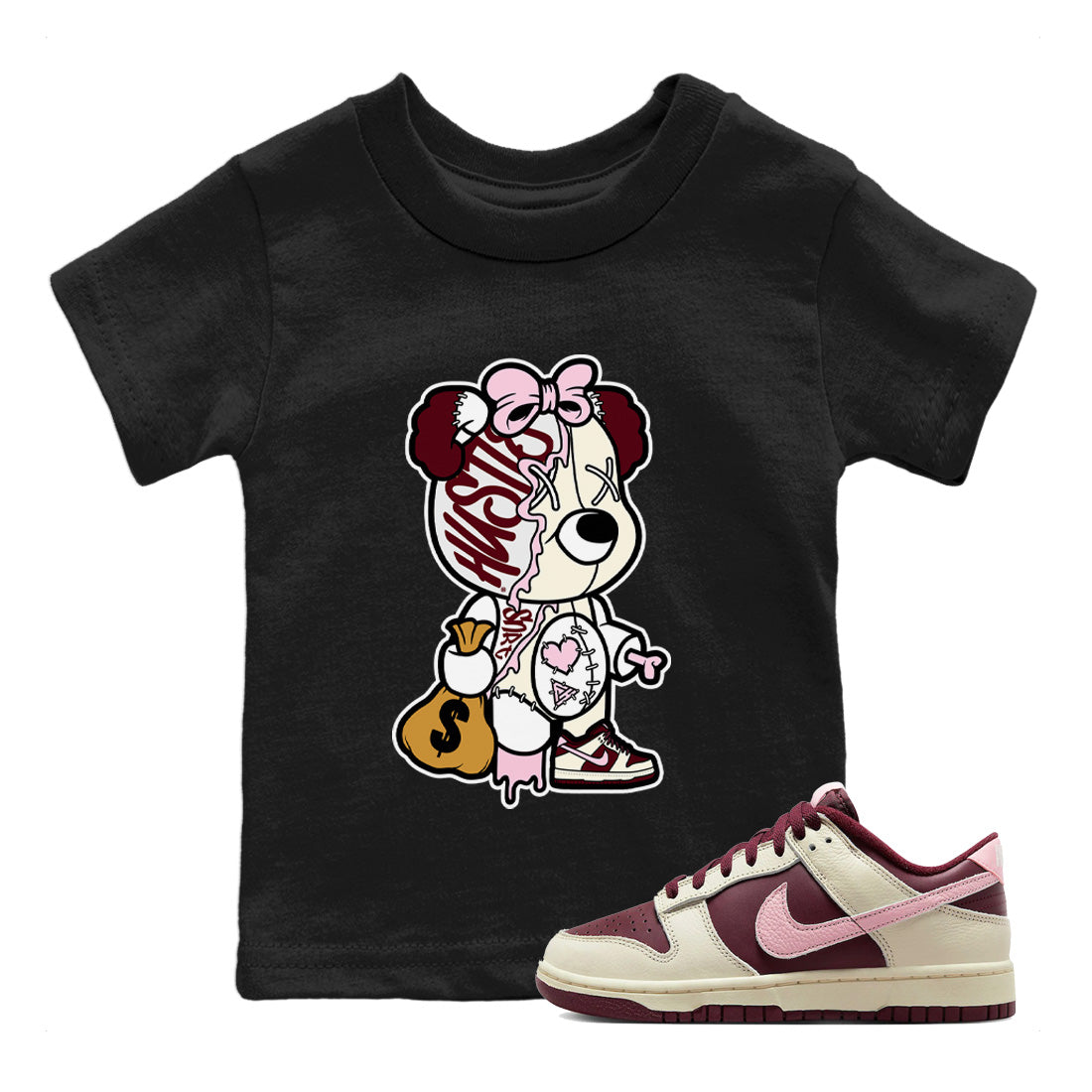 Dunk Valentines Day unique Halloween sneaker tee Stitched Hustle Bear Sneaker Tees Nike Dunk Valentine's Day Sneaker SNRT Sneaker Tees Kids Shirts