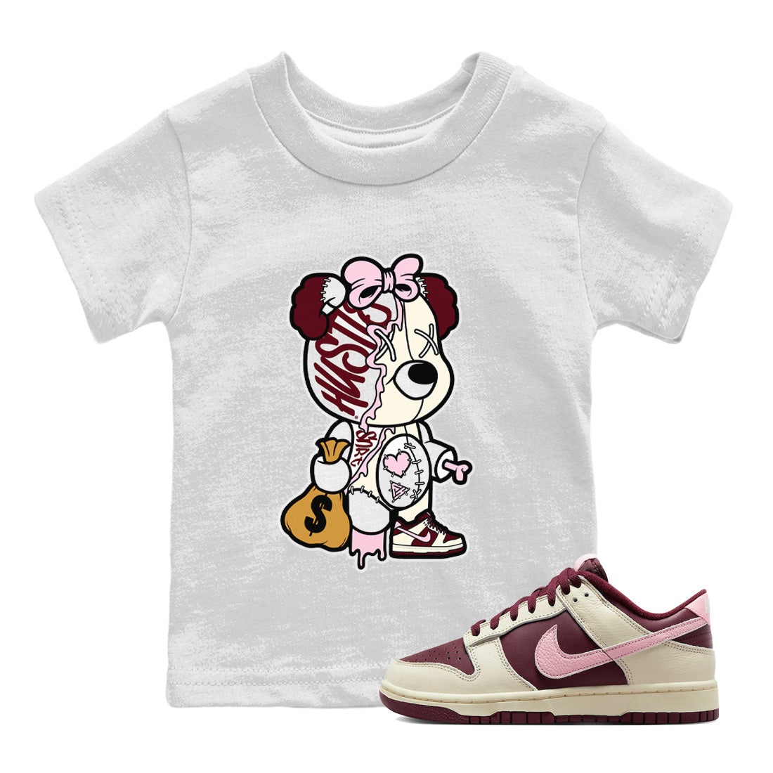 Dunk Valentines Day unique Halloween sneaker tee Stitched Hustle Bear Sneaker Tees Nike Dunk Valentine's Day Sneaker SNRT Sneaker Tees Kids Shirts