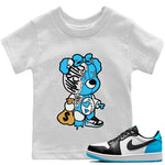 Jordan 1 Powder Blue unique Halloween sneaker tee Stitched Hustle Bear Sneaker Tees Jordan 1 Powder Blue Sneaker Release Tees Kids Shirts