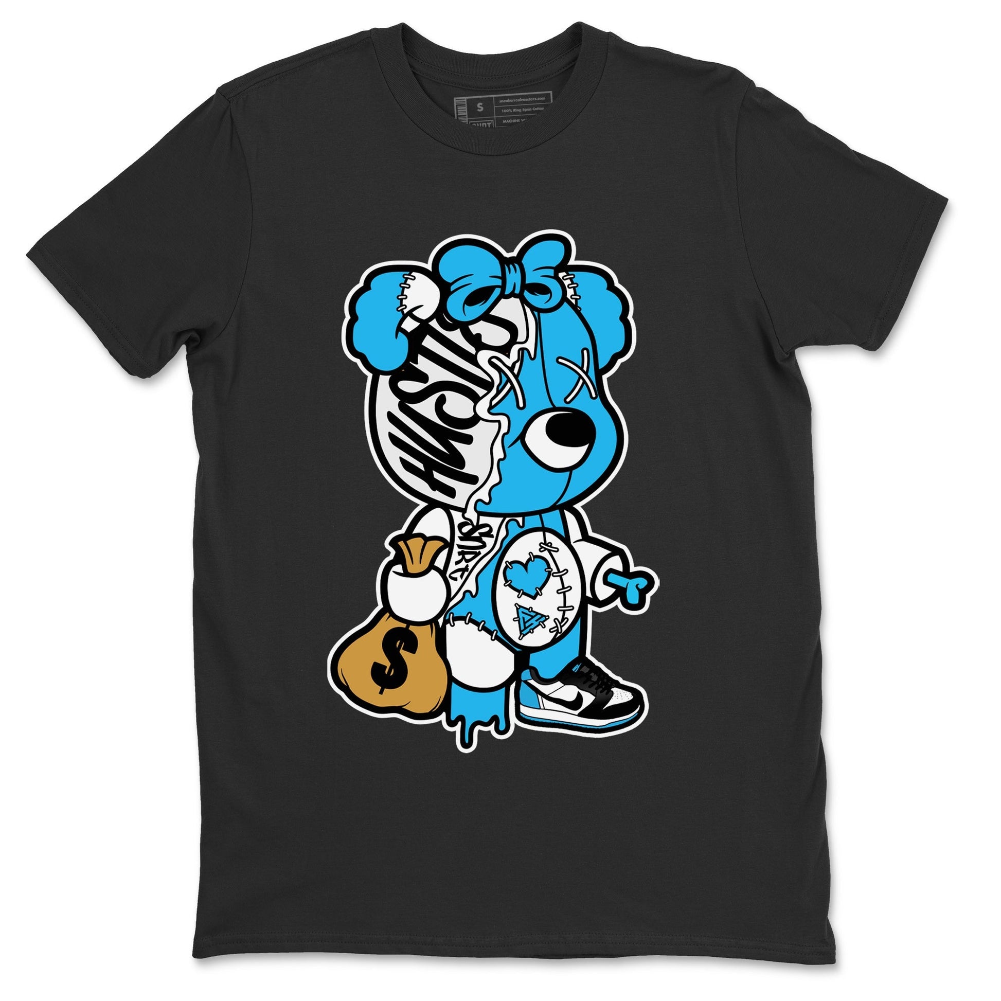 Jordan 1 Powder Blue unique Halloween sneaker tee Stitched Hustle Bear Sneaker Tees Jordan 1 Powder Blue Sneaker Release Tees Unisex Shirts