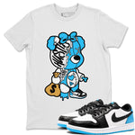 Jordan 1 Powder Blue unique Halloween sneaker tee Stitched Hustle Bear Sneaker Tees Jordan 1 Powder Blue Sneaker Release Tees Unisex Shirts