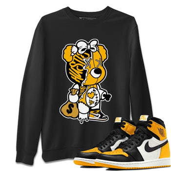 Jordan 1 Yellow Toe unique Halloween sneaker tee Stitched Hustle Bear Sneaker Tees Jordan 1 Yellow Toe Sneaker Release Tees Unisex Shirts