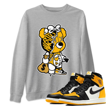 Jordan 1 Yellow Toe unique Halloween sneaker tee Stitched Hustle Bear Sneaker Tees Jordan 1 Yellow Toe Sneaker Release Tees Unisex Shirts