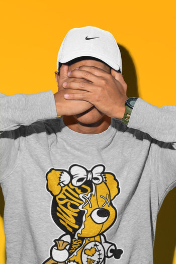 Jordan 1 Yellow Toe unique Halloween sneaker tee Stitched Hustle Bear Sneaker Tees Jordan 1 Yellow Toe Sneaker Release Tees Unisex Shirts