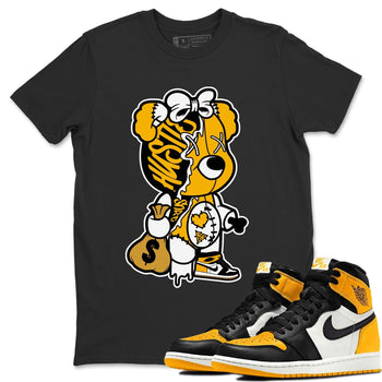 Jordan 1 Yellow Toe unique Halloween sneaker tee Stitched Hustle Bear Sneaker Tees Jordan 1 Yellow Toe Sneaker Release Tees Unisex Shirts