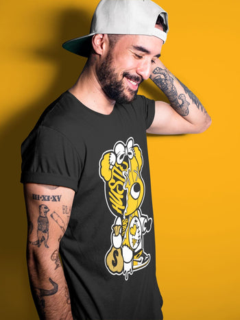 Jordan 1 Yellow Toe unique Halloween sneaker tee Stitched Hustle Bear Sneaker Tees Jordan 1 Yellow Toe Sneaker Release Tees Unisex Shirts
