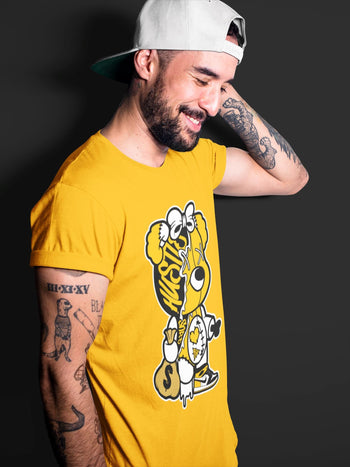 Jordan 1 Yellow Toe unique Halloween sneaker tee Stitched Hustle Bear Sneaker Tees Jordan 1 Yellow Toe Sneaker Release Tees Unisex Shirts