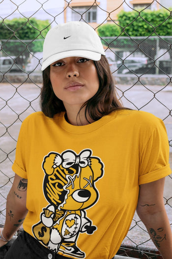 Jordan 1 Yellow Toe unique Halloween sneaker tee Stitched Hustle Bear Sneaker Tees Jordan 1 Yellow Toe Sneaker Release Tees Unisex Shirts