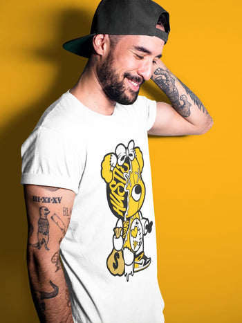 Jordan 1 Yellow Toe unique Halloween sneaker tee Stitched Hustle Bear Sneaker Tees Jordan 1 Yellow Toe Sneaker Release Tees Unisex Shirts