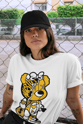 Jordan 1 Yellow Toe unique Halloween sneaker tee Stitched Hustle Bear Sneaker Tees Jordan 1 Yellow Toe Sneaker Release Tees Unisex Shirts