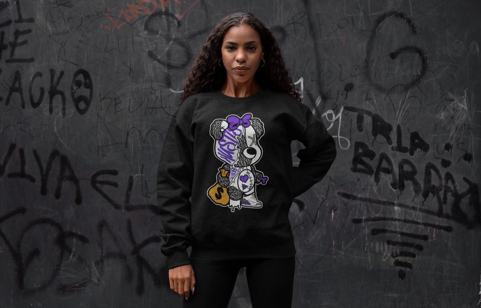 Jordan 3 Dark Iris unique Halloween sneaker tee Stitched Hustle Bear Sneaker Tees Jordan 3 Dark Iris Sneaker Release Tees Unisex Shirts