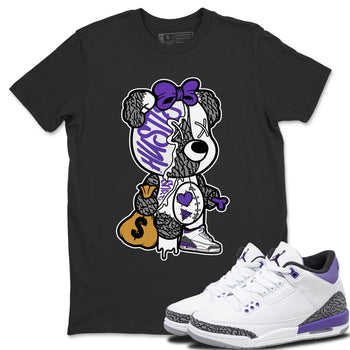 Jordan 3 Dark Iris unique Halloween sneaker tee Stitched Hustle Bear Sneaker Tees Jordan 3 Dark Iris Sneaker Release Tees Unisex Shirts