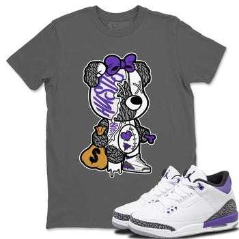 Jordan 3 Dark Iris unique Halloween sneaker tee Stitched Hustle Bear Sneaker Tees Jordan 3 Dark Iris Sneaker Release Tees Unisex Shirts