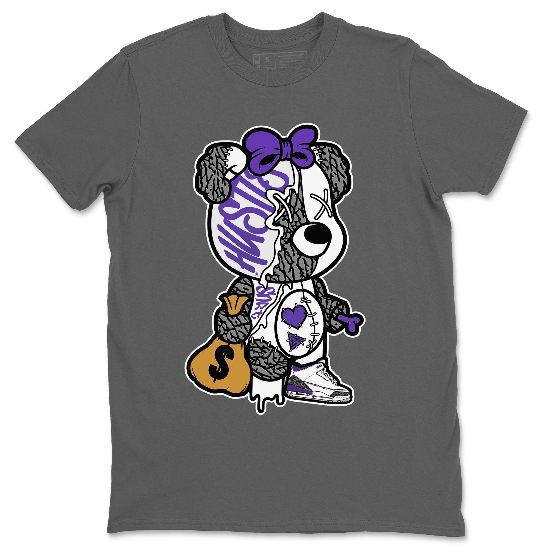 Jordan 3 Dark Iris unique Halloween sneaker tee Stitched Hustle Bear Sneaker Tees Jordan 3 Dark Iris Sneaker Release Tees Unisex Shirts