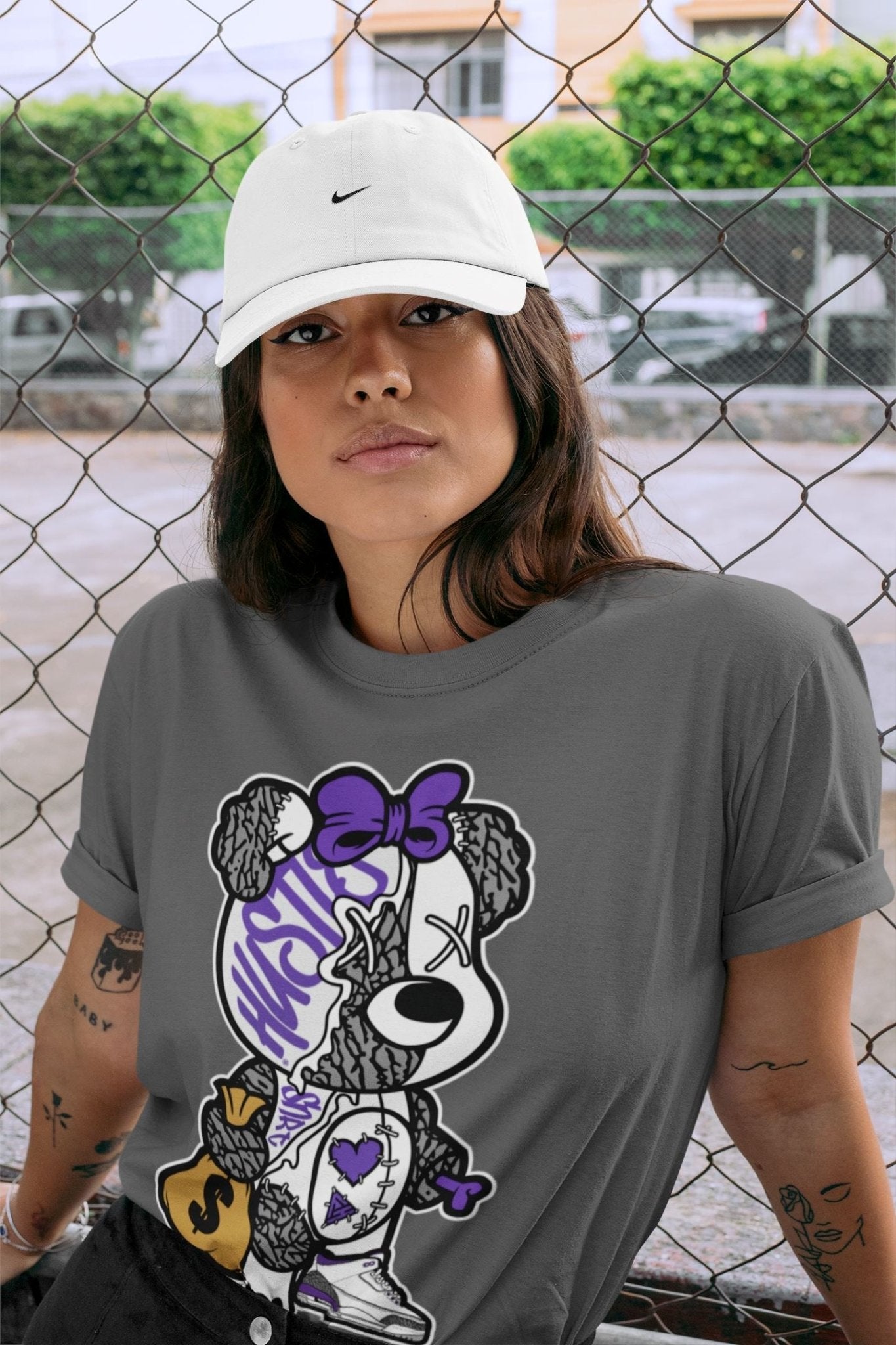 Jordan 3 Dark Iris unique Halloween sneaker tee Stitched Hustle Bear Sneaker Tees Jordan 3 Dark Iris Sneaker Release Tees Unisex Shirts