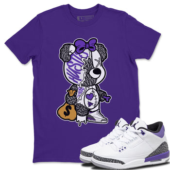 Jordan 3 Dark Iris unique Halloween sneaker tee Stitched Hustle Bear Sneaker Tees Jordan 3 Dark Iris Sneaker Release Tees Unisex Shirts