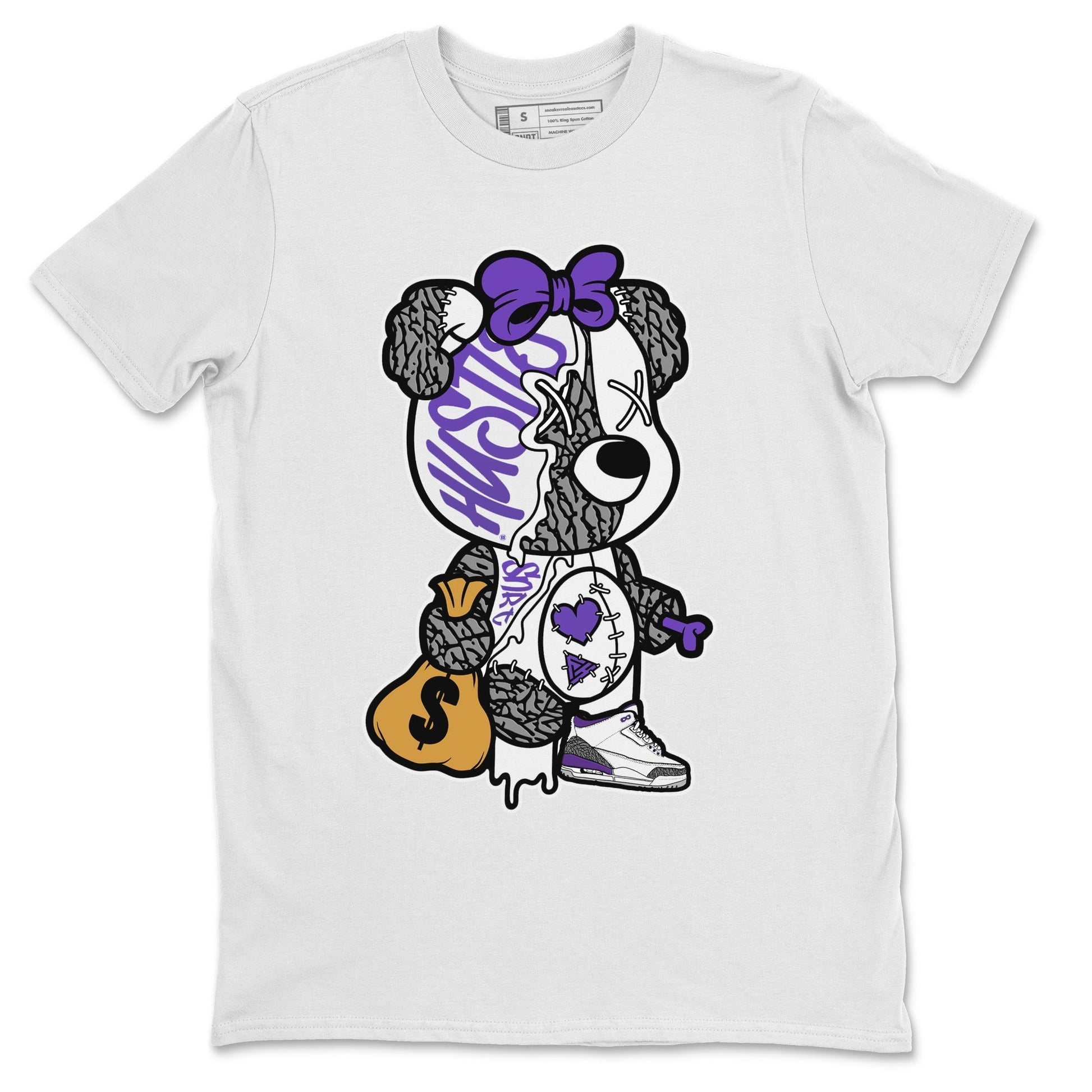 Jordan 3 Dark Iris unique Halloween sneaker tee Stitched Hustle Bear Sneaker Tees Jordan 3 Dark Iris Sneaker Release Tees Unisex Shirts