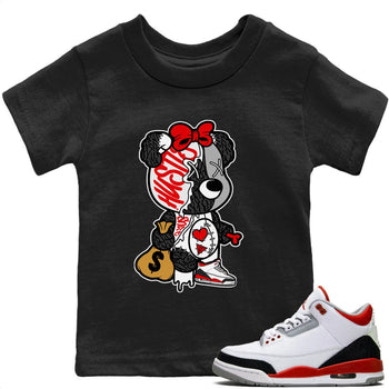 Jordan 3 Fire Red unique Halloween sneaker tee Stitched Hustle Bear Sneaker Tees Jordan 3 Fire Red Sneaker Release Tees Kids Shirts