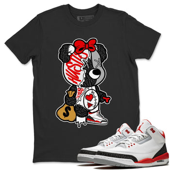 Jordan 3 Fire Red unique Halloween sneaker tee Stitched Hustle Bear Sneaker Tees Jordan 3 Fire Red Sneaker Release Tees Unisex Shirts