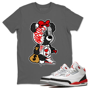 Jordan 3 Fire Red unique Halloween sneaker tee Stitched Hustle Bear Sneaker Tees Jordan 3 Fire Red Sneaker Release Tees Unisex Shirts