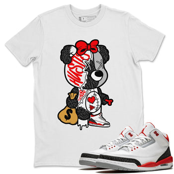 Jordan 3 Fire Red unique Halloween sneaker tee Stitched Hustle Bear Sneaker Tees Jordan 3 Fire Red Sneaker Release Tees Unisex Shirts