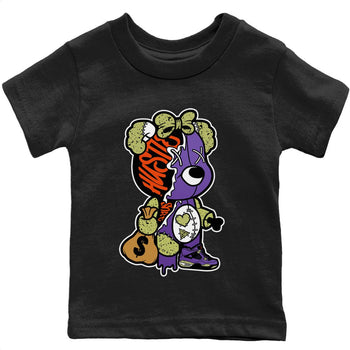 Jordan 4 Canyon Purple unique Halloween sneaker tee Stitched Hustle Bear Sneaker Tees Jordan 4 Canyon Purple Sneaker Release Tees Kids Shirts