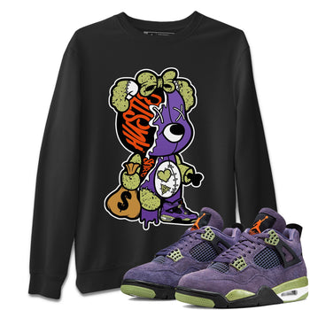 Jordan 4 Canyon Purple unique Halloween sneaker tee Stitched Hustle Bear Sneaker Tees Jordan 4 Canyon Purple Sneaker Release Tees Unisex Shirts