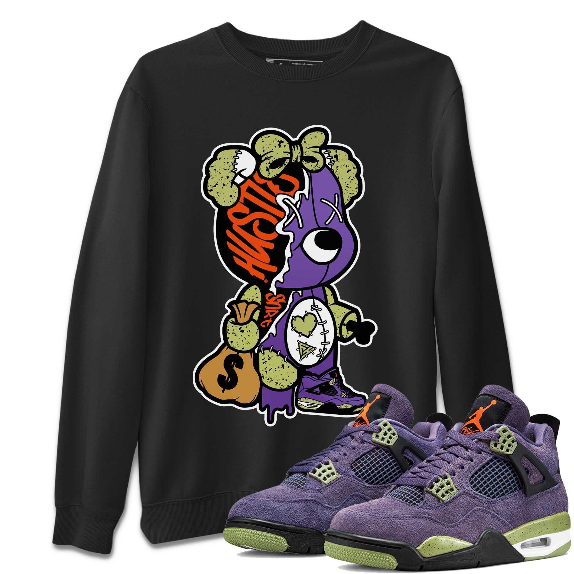 Jordan 4 Canyon Purple unique Halloween sneaker tee Stitched Hustle Bear Sneaker Tees Jordan 4 Canyon Purple Sneaker Release Tees Unisex Shirts