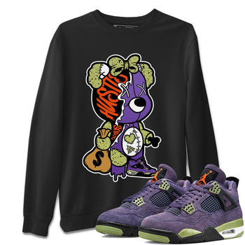 Jordan 4 Canyon Purple unique Halloween sneaker tee Stitched Hustle Bear Sneaker Tees Jordan 4 Canyon Purple Sneaker Release Tees Unisex Shirts