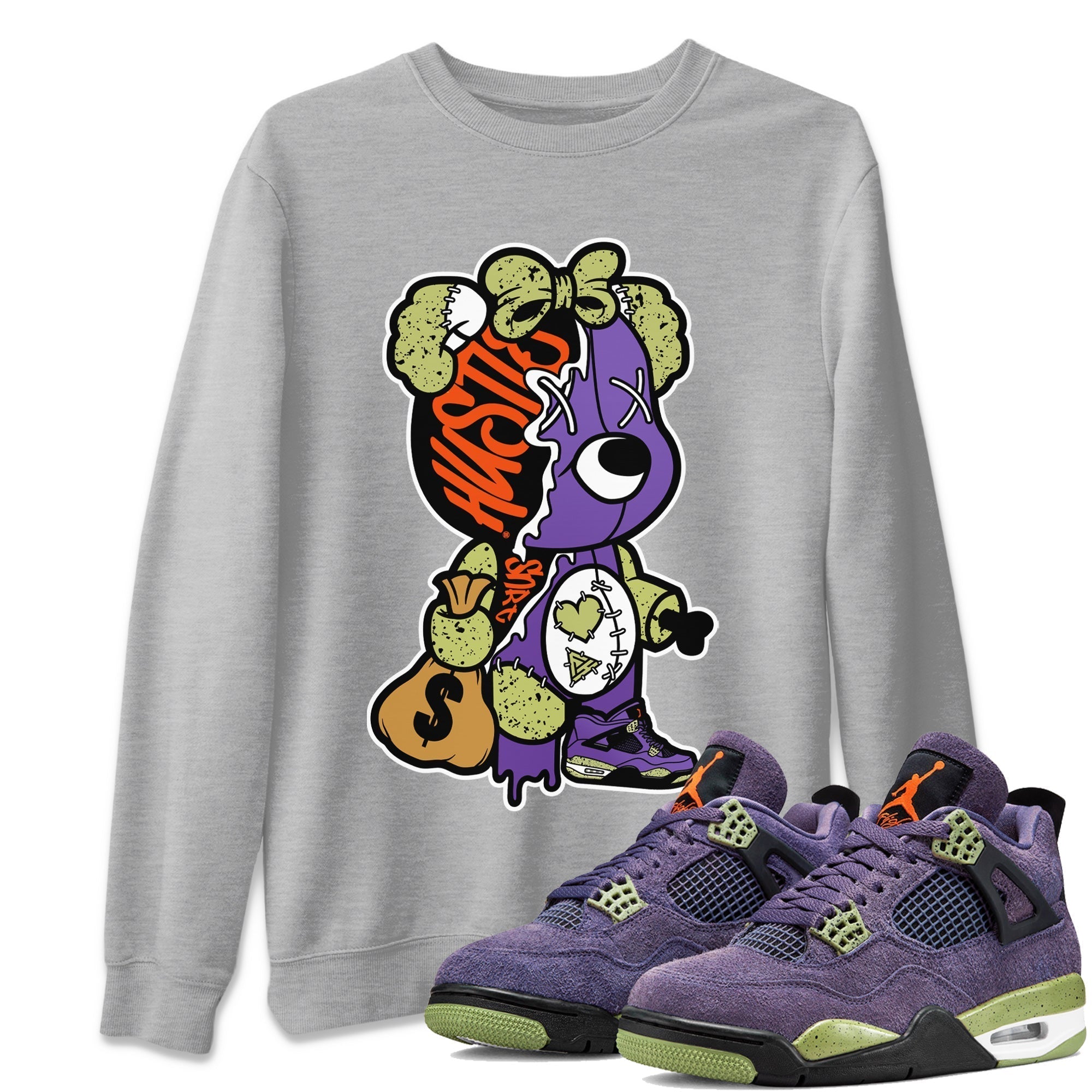 Jordan 4 Canyon Purple unique Halloween sneaker tee Stitched Hustle Bear Sneaker Tees Jordan 4 Canyon Purple Sneaker Release Tees Unisex Shirts