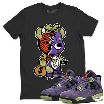 Jordan 4 Canyon Purple unique Halloween sneaker tee Stitched Hustle Bear Sneaker Tees Jordan 4 Canyon Purple Sneaker Release Tees Unisex Shirts