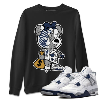 Jordan 4 Midnight Navy unique Halloween sneaker tee Stitched Hustle Bear Sneaker Tees Jordan 4 Midnight Navy Sneaker Release Tees Unisex Shirts