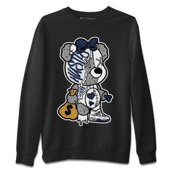 Jordan 4 Midnight Navy unique Halloween sneaker tee Stitched Hustle Bear Sneaker Tees Jordan 4 Midnight Navy Sneaker Release Tees Unisex Shirts
