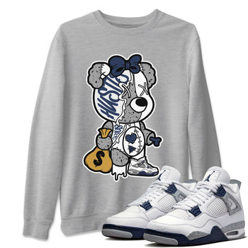 Jordan 4 Midnight Navy unique Halloween sneaker tee Stitched Hustle Bear Sneaker Tees Jordan 4 Midnight Navy Sneaker Release Tees Unisex Shirts