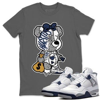 Jordan 4 Midnight Navy unique Halloween sneaker tee Stitched Hustle Bear Sneaker Tees Jordan 4 Midnight Navy Sneaker Release Tees Unisex Shirts