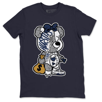 Jordan 4 Midnight Navy unique Halloween sneaker tee Stitched Hustle Bear Sneaker Tees Jordan 4 Midnight Navy Sneaker Release Tees Unisex Shirts