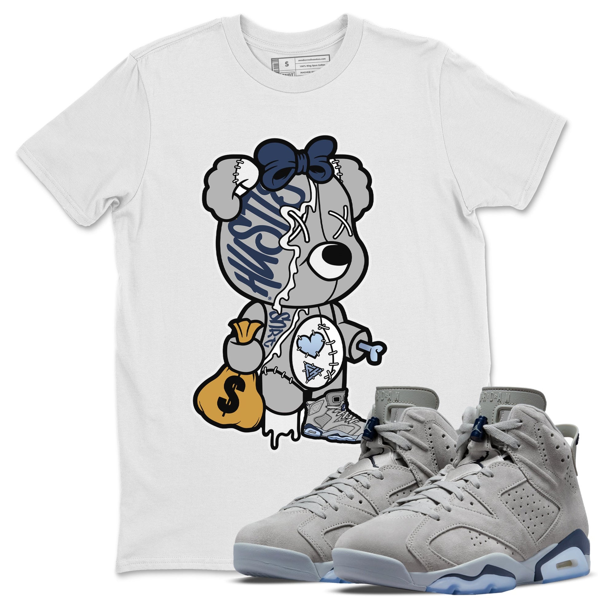 Jordan 6 Georgetown Sneaker Match Tees Stitched Hustle Bear Sneaker Tees Jordan 6 Georgetown Sneaker Release Tees Unisex Shirts
