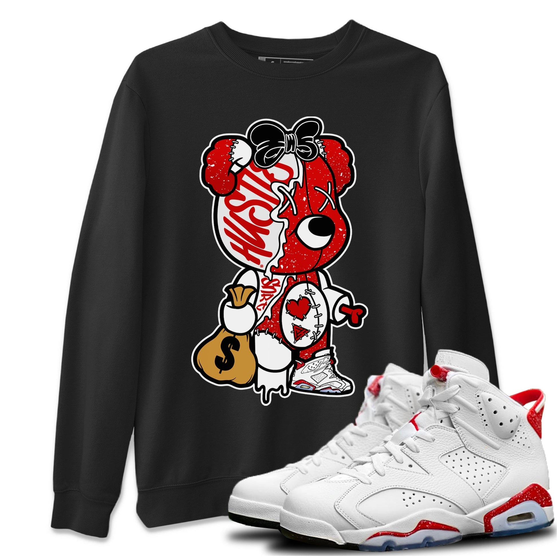 Jordan 6 Red Velvet Cookies unique Halloween sneaker tee Stitched Hustle Bear Sneaker Tees Jordan 6 Red Velvet Cookies Sneaker Release Tees Unisex Shirts