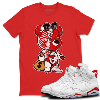 Jordan 6 Red Velvet Cookies unique Halloween sneaker tee Stitched Hustle Bear Sneaker Tees Jordan 6 Red Velvet Cookies Sneaker Release Tees Unisex Shirts