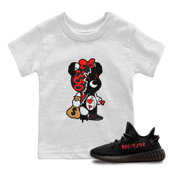Yeezy 350 Bred shirt to match jordans Stitched Hustle Bear sneaker tees Yeezy Boost 350 V2 Bred SNRT Sneaker Release Tees Baby Toddler White 1 T-Shirt