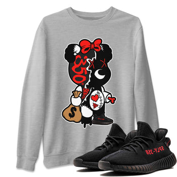 Yeezy 350 Bred shirt to match jordans Stitched Hustle Bear sneaker tees Yeezy Boost 350 V2 Bred SNRT Sneaker Release Tees Unisex Heather Grey 1 T-Shirt