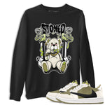 Jordan 1 Low X Travis Scott Golf Olive shirt to match jordans Stoned Bear sneaker matching t-shirt Air Jordan 1 Travis Scott Golf Olive SNRT Sneaker Release Tees Unisex Black 1 T-Shirt